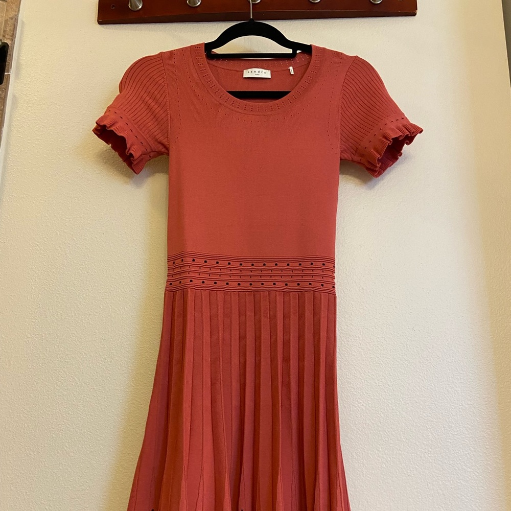 Sandro Raspberry Knit Dress - Picture 2 of 5